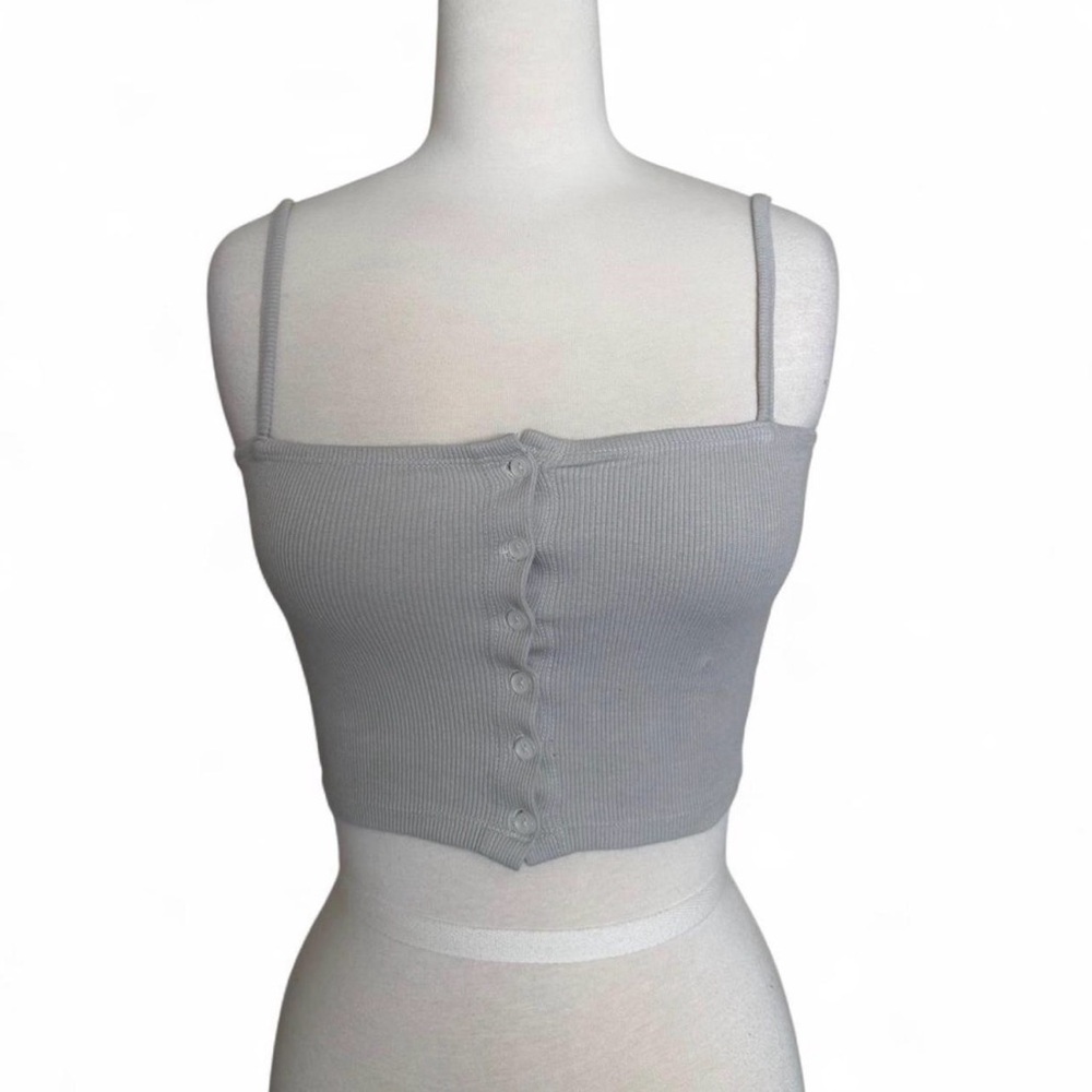 Fitz + Eddi Cropped Ribbed Button Up Tank Top
